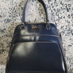 Large Kate Spade Navy Leather Handbag Fits Laptop